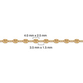 gold filled chain with diamond cut on a white background
